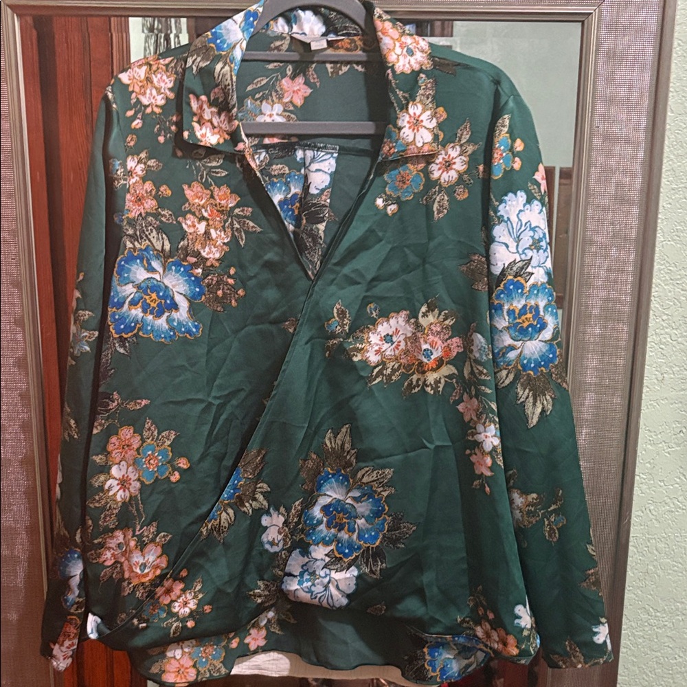 Belle Sky Green Floral Blouse